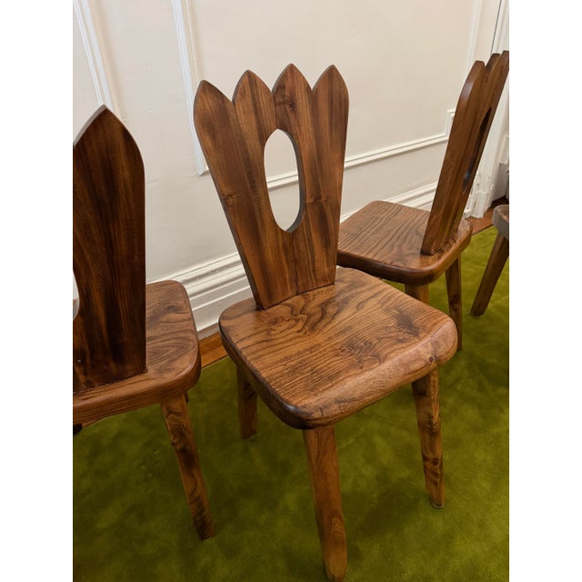 Olavi Hanninen Rare Burled Mid 20th Century Olavi Hanninen Atributed Crown Chairs- Set of Four For Sale - Image 4 of 12