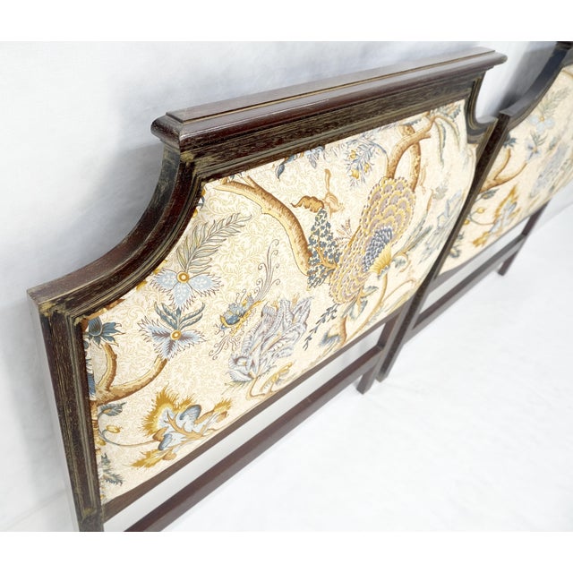 Pair of Very Fine Cerused Mahogany New Upholstery Twin Size Headboards Beds MINT For Sale - Image 16 of 18