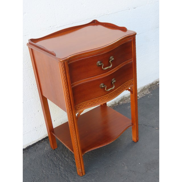 Wabash 1940s Tall Serpentine Front Mahogany Nightstand Side End Table 6458 For Sale - Image 16 of 18