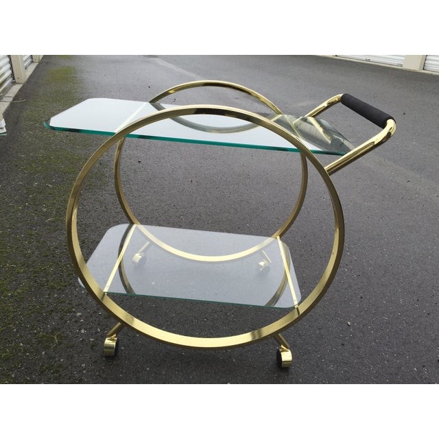 MCM Glass & Brass Circular Style Bar Cart Chairish