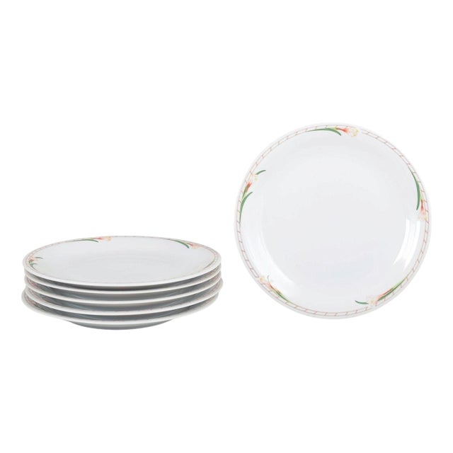 Fleur Pattern Dinner Plates in Porcelain, Rörstrand, Sweden, 1980s, Set of 6 For Sale