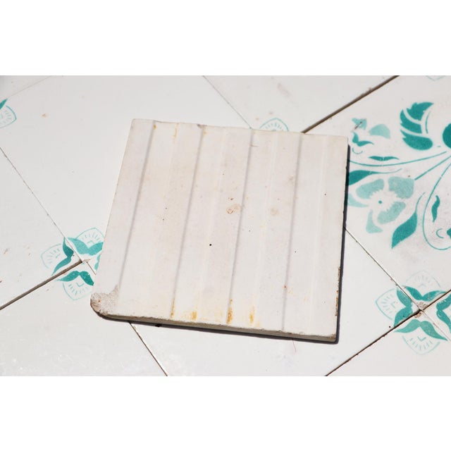 1900s Antique Portuguese White & Green Floral Art Nouveau Tiles, Large Set of 29 For Sale - Image 18 of 18