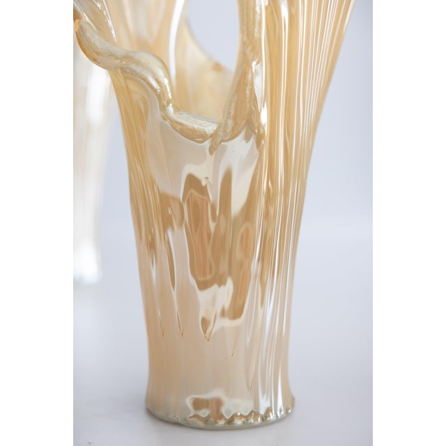 Glass Large Mid-Century Italian Murano Art Glass Vases - A Pair For Sale - Image 7 of 9