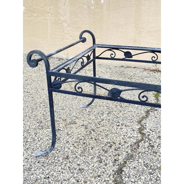 Mid 20th Century Vintage Salterini Style Art Nouveau Wrought Iron Garden Seating & Table, 4 Pieces, Attributed For Sale - Image 14 of 17
