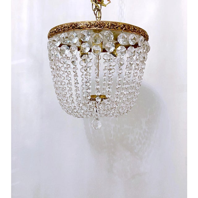 1950s Portuguese Bronze Basket Chandelier For Sale - Image 10 of 10