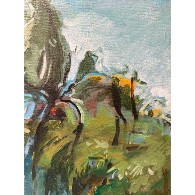 Late 20th Century Late 20th Century, Untitled Landscape, Original Acrylic on Canvas Custom Framed With Linen Liner and Wood Frame, Artist Mary Ann Podolak For Sale - Image 5 of 7