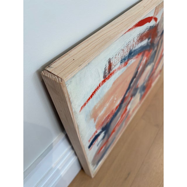 Mid-Century Modern Vintage Midcentury Modern Abstract Expressionist Oil on Canvas Painting, Label From the Little Gallery, 1960s For Sale - Image 3 of 5