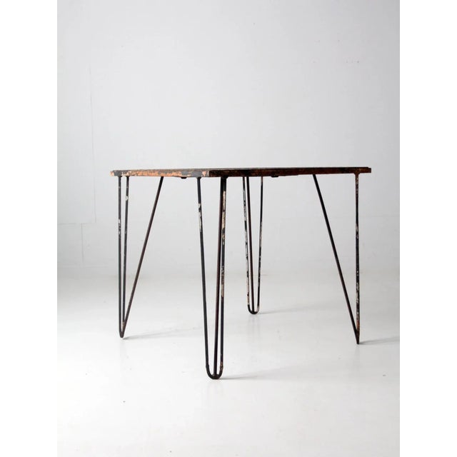 Mid-Century Hairpin Leg Iron Patio Table For Sale - Image 6 of 12