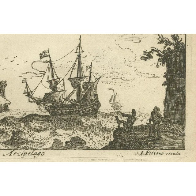 Peeters, View of Bartanico in the Aegean Archipelago with Fortifications and Ships, 1680, Print For Sale - Image 4 of 7