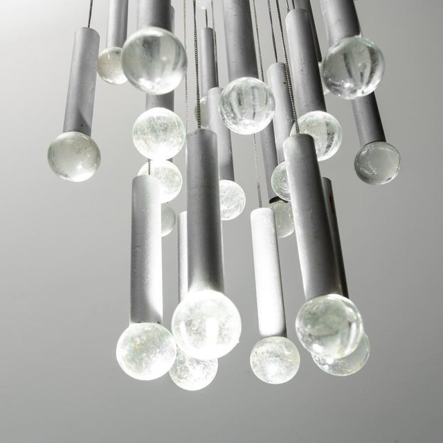 1970s 1970s Space Age Italian Chrome Chandelier With Glass Droplets – Sciolari Style For Sale - Image 5 of 8