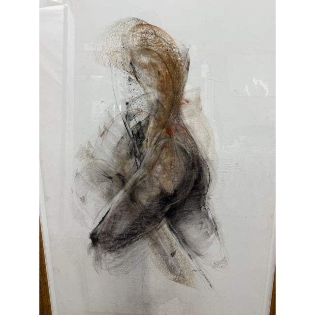 Late 20th Century Abstract Expressionist Nude Figure Drawing, Framed For Sale - Image 5 of 11