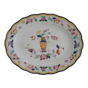 Antique English Chinoiserie Oval Serving Platter 19th Century Brownfield Staffordshire Pattern 119
