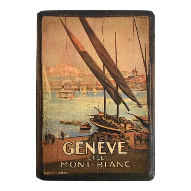 Vintage "Genève Et Le Mont-Blanc" Wooden Chocolate Box For Sale