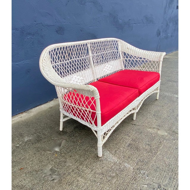 American Bar Harbor Wicker Sofa For Sale - Image 3 of 9