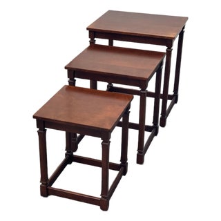 Traditional Wood Nesting Tables, Set of Three For Sale