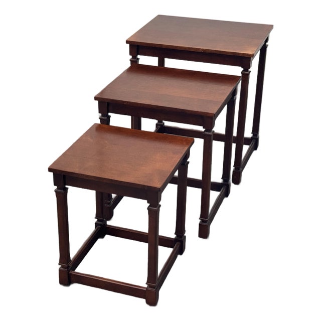 Traditional Wood Nesting Tables, Set of Three For Sale