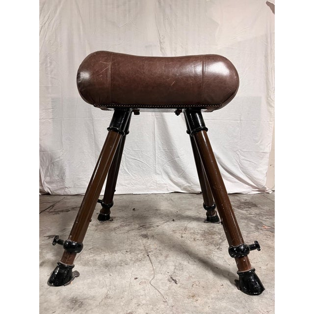 Antique Gymnastic Horse in Cow Leather, Italy, 1940s For Sale - Image 13 of 13