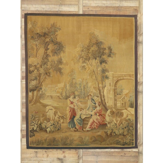 Textile Antique French Aubusson Pastoral Tapestry - 07'06 X 09'00 For Sale - Image 7 of 9