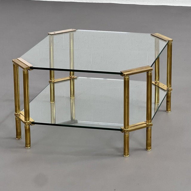 Coffee Table in Brass and Glass, 1970s For Sale - Image 6 of 9