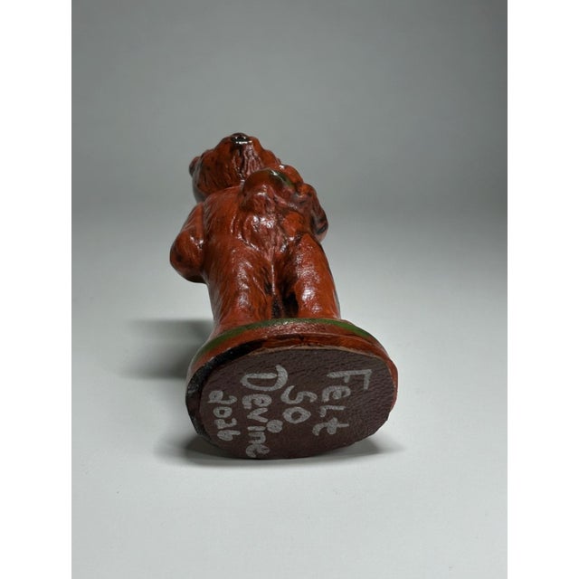 Exclusive Artisan Chalkware Pennsylvania Redware Style Standing Bear With Tree Figurine by Felt So Devine For Sale In Greenville, SC - Image 6 of 6