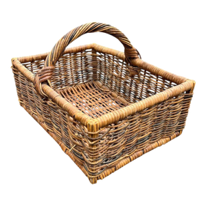 Vintage Woven Rattan Basket With Handle