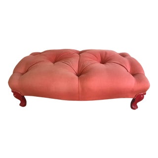 Early 20th Century Carved French Tufted Ottoman For Sale