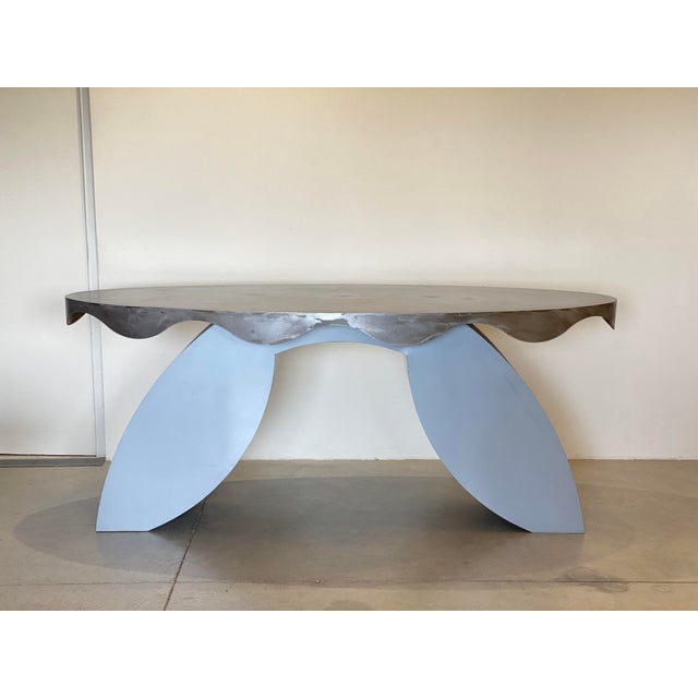 Iron and Steel Console, 1980s For Sale - Image 5 of 18