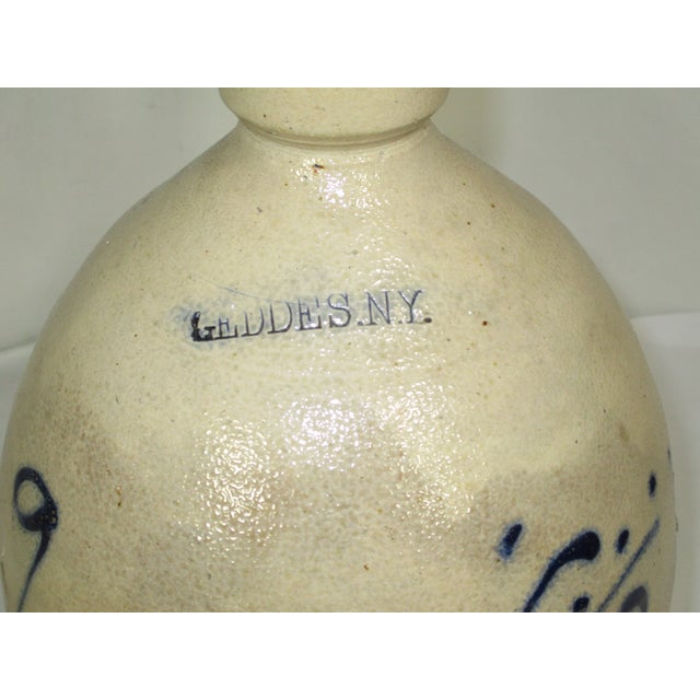 Farmhouse Antique Geddes Ny Floral Motif Stoneware Jug For Sale - Image 3 of 16