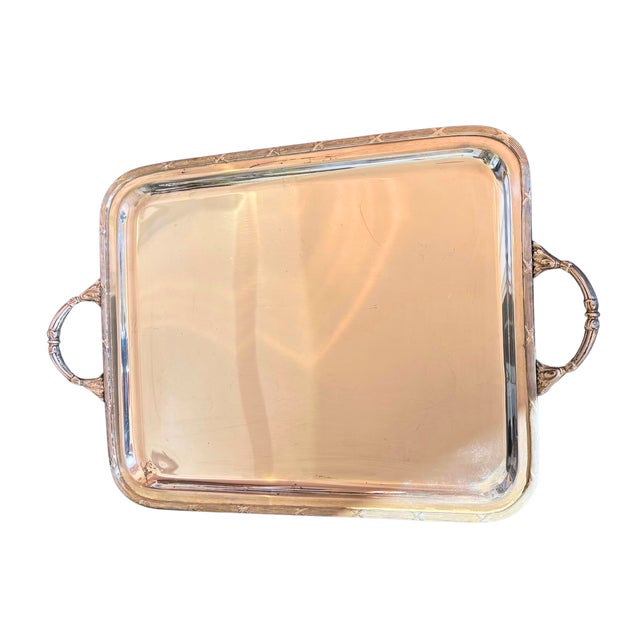 "Elegant and quietly refined, this large silver-plated serving tray brings a timeless European table presence with its...