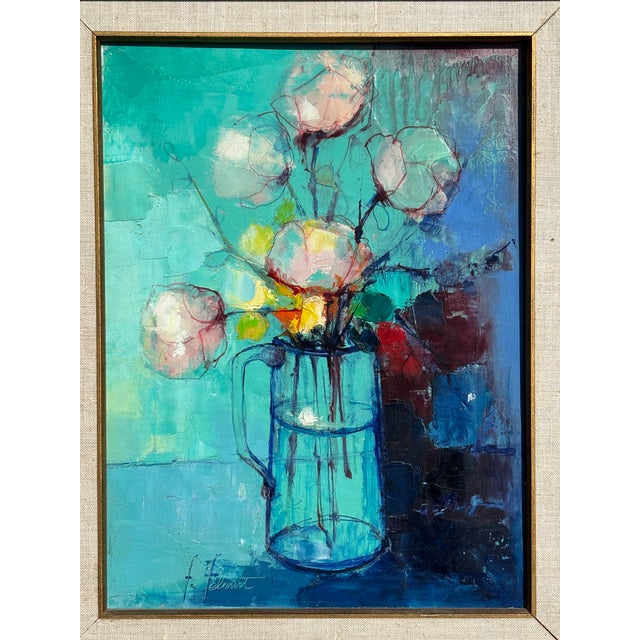 Exceptional Mid-Century Oil on Canvas - European School Original Oil on Canvas, with original artist designed gilt frame,...