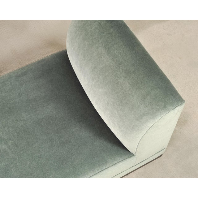 Modern Sage Green Mohair Chaise Longue Daybed on Ebonized Base For Sale - Image 13 of 18