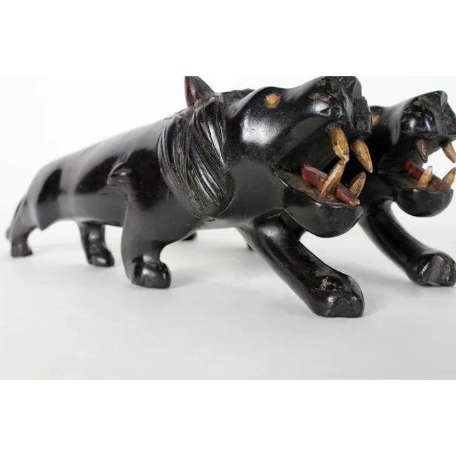 Pair of Carved Ebony Anglo Indian Lions For Sale - Image 4 of 6