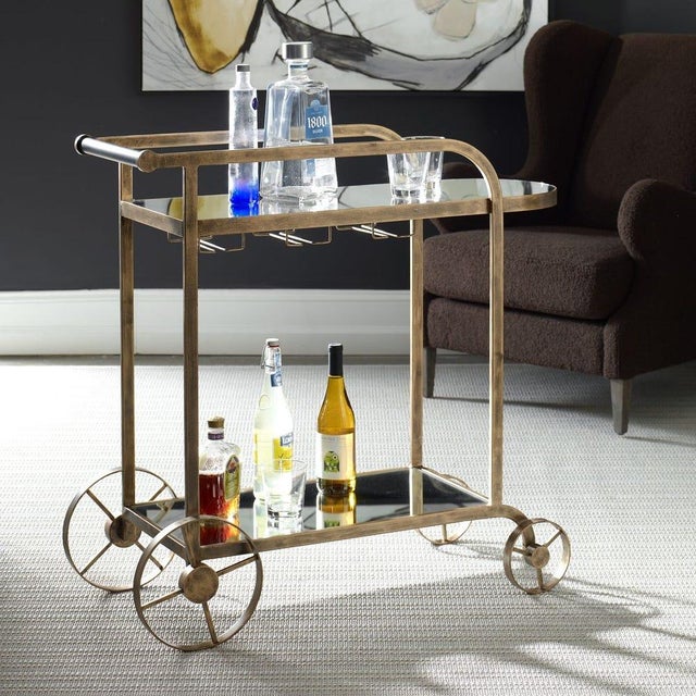 Metal Trolley Bar Cart For Sale - Image 7 of 8