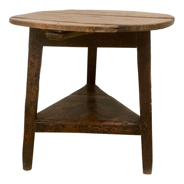 Vintage English Style Large Cricket End Table With a Painted Base For Sale