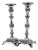 Silver Candlesticks with Turned Stems and Embossed Floral Motifs, Set of 2 For Sale