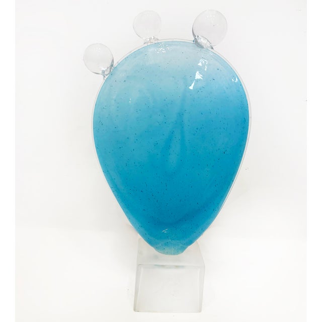 Large Vintage Blown Art Glass Abstract Face Sculpture For Sale - Image 10 of 10