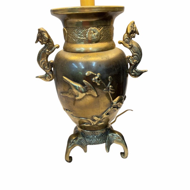 Vintage Chinoiserie Dragon Handle Table Lamp For Sale - Image 6 of 12