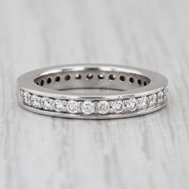 Metal 0.54ctw Diamond Wedding Ring 14k White Gold Size 4.5 Stackable Anniversary Band For Sale - Image 7 of 8