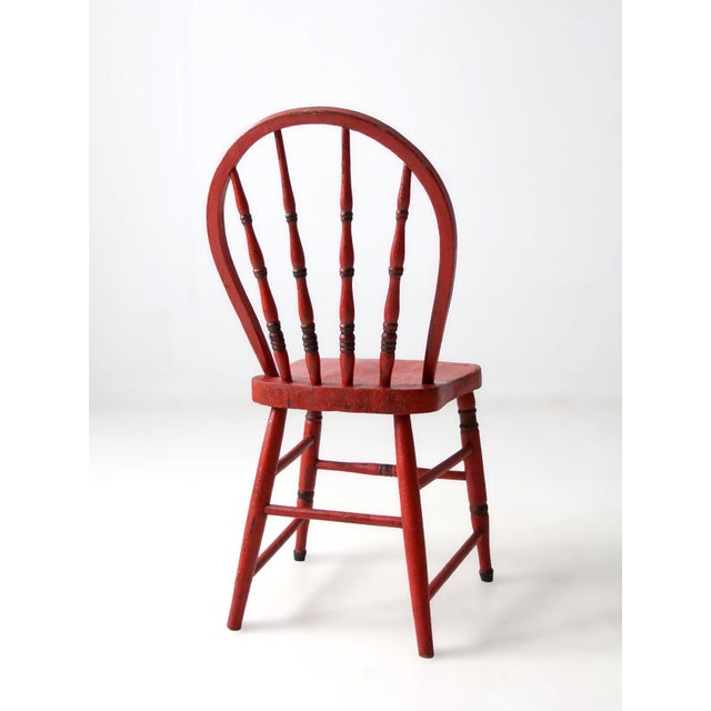 Red Antique Painted Bow Back Windsor Chair For Sale - Image 8 of 14