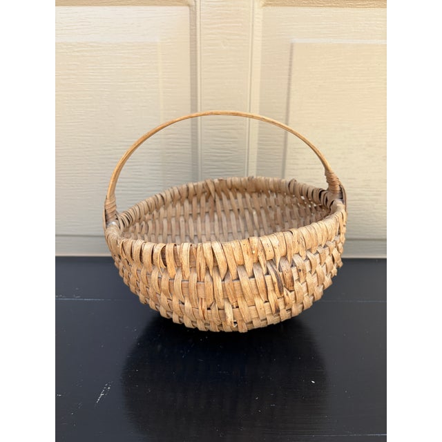 Antique American Splint Oak Basket With Handled Form, Late 19th Century For Sale - Image 11 of 13