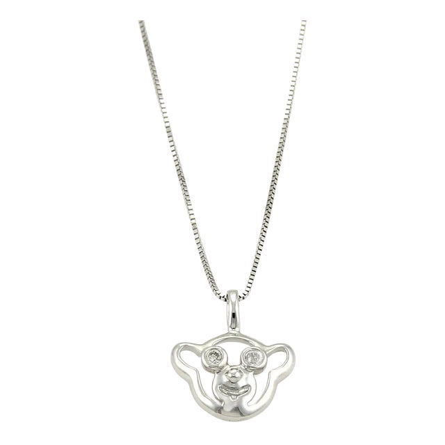 Bliss Special Moments Diamond Teddy Bear Face 18k White Gold Pendant For Sale