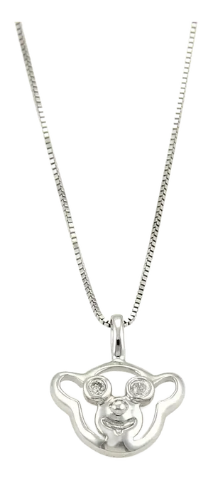 Bliss Special Moments Diamond Teddy Bear Face 18k White Gold Pendant