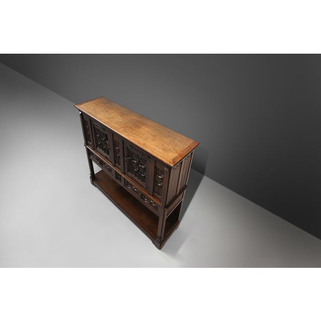 Neo-Gothic Cabinet in Oak with Hidden Storage, France, 1850s For Sale - Image 15 of 18
