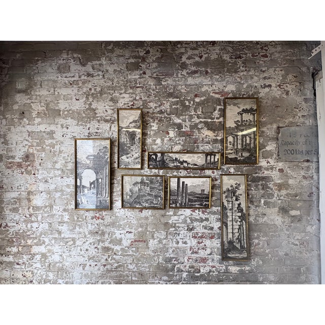 Cream Set of 7 Vintage European Architecture Prints From a Prominent New Jersey Estate For Sale - Image 8 of 12