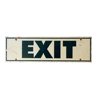20th Century Americana Hand Painted Wooden Exit Sign For Sale