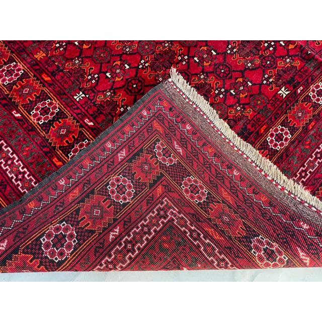 Vintage Afghan Bashiri All-Over Gul Rosette Tribal Room Rug - 9'3" X 6'9" For Sale - Image 11 of 12