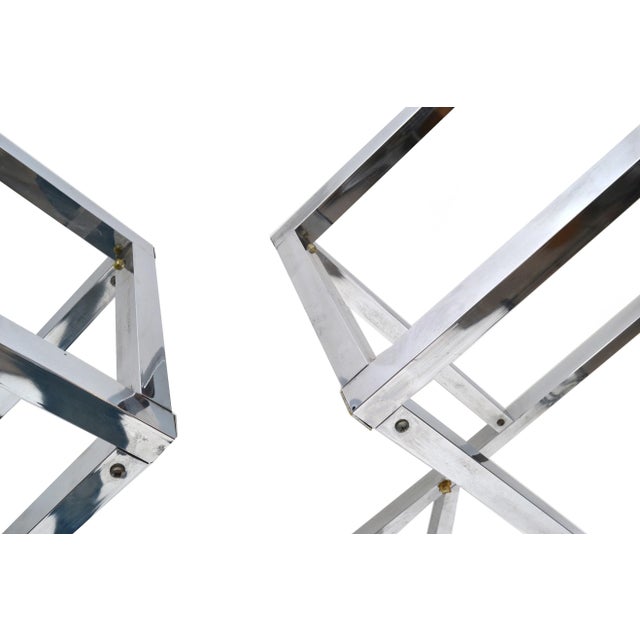 Milo Baughman 1970s Chrome Geometric Diamond Shaped Etagere For Sale - Image 4 of 9