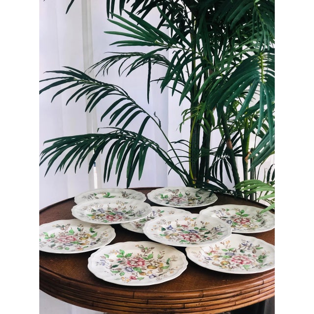 C. 1930s Antique Royal Doulton-England Botanical Design Dinner Plates- Set of 10 For Sale - Image 10 of 13