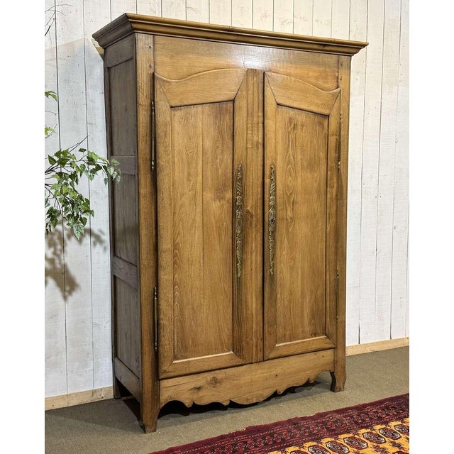 Antique Country Wardrobe in Light Chestnut Wood, 1800s For Sale - Image 12 of 16