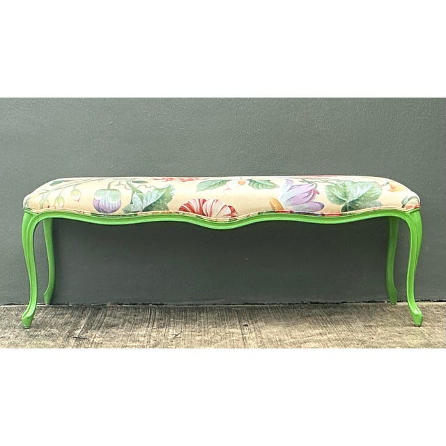 Infuse your home with a bold pop of color and classic silhouette with this stunning vintage floral bench. A masterful...